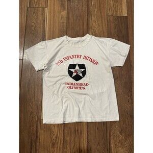 Vintage 90s WW2 2nd Infantry Division USA Army T-Shirt Military Sz S